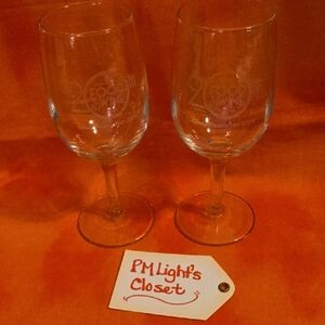 Disney Epcot Food Wine Festival 20th Anniversary Wine Glasses Set 2 Passholder